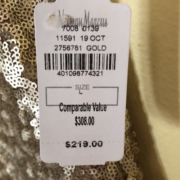 NWT Dress The Population Harper Plunging V-Neck Gold Sequin Gown Sz.Large - Picture 6 of 7